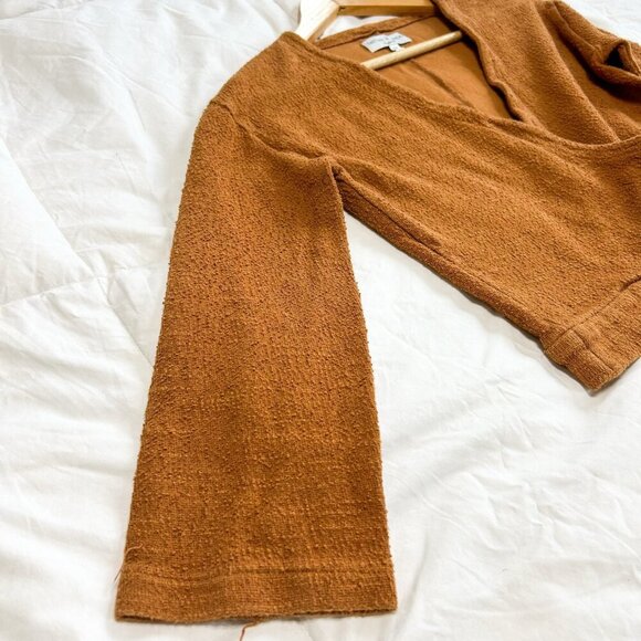 Madewell Texture & Thread Cedar Wrap Sweater Top XXS Rust Brown 100% Cotton - Picture 7 of 8